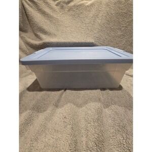 Vintage Rubbermaid Sheer Storage Box Slate Blue #0135 16x11x6 RARE HTF